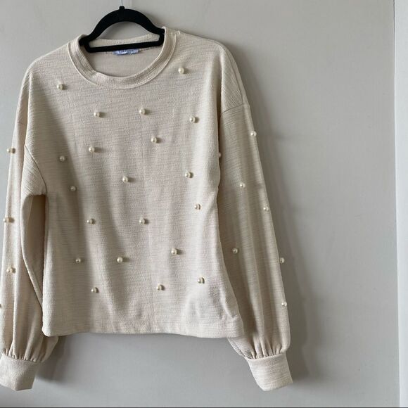 ZARA-PEARL Textured Balloon Sleeve Pullover (Medium) - Picture 4 of 10